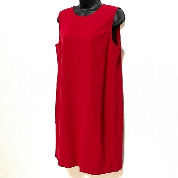 J. JILL Woman Red Midi Scoop Neck Sleeveless Dress Size 12P - Picture 3 of 15